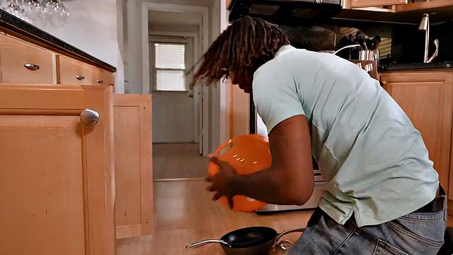 Round Black babe in white stockings fucked by BBC guy