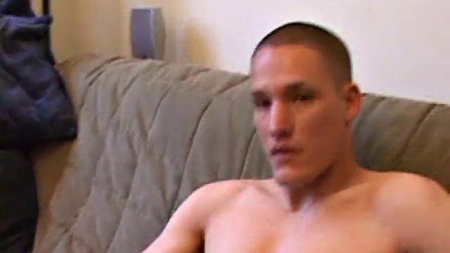 Jay unzips, pulls out a raging boner and strokes to a porn video. After stripping off his shirt, Jay works his cock as he talks to the camera. In no time he explodes a killer cum shot on his face.