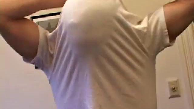 Jay unzips, pulls out a raging boner and strokes to a porn video. After stripping off his shirt, Jay works his cock as he talks to the camera. In no time he explodes a killer cum shot on his face.