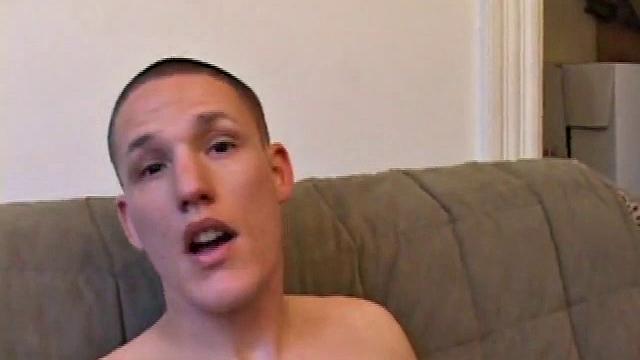Jay unzips, pulls out a raging boner and strokes to a porn video. After stripping off his shirt, Jay works his cock as he talks to the camera. In no time he explodes a killer cum shot on his face.