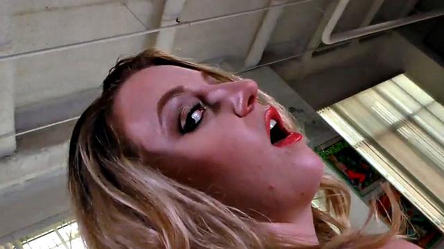 Tugjob POV domina teasing oiled cock with boobjob