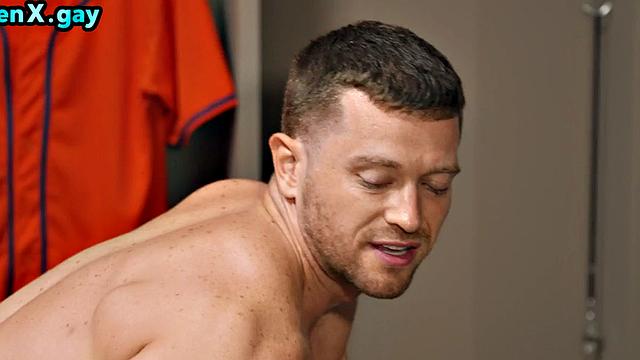Locker room stud barebacks jock till cum on ass