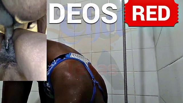 A American MILF get down and dirty in the shower with her black friend