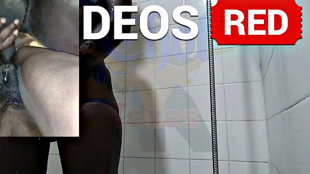 A American MILF get down and dirty in the shower with her black friend