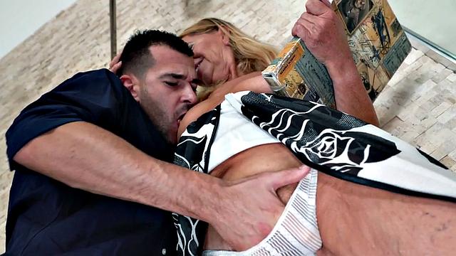 Naughty realtor gets fingered in shower before getting pussy pounded on sofa