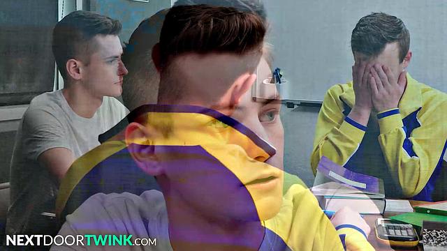 Twink Tutor Dicked Down By Muscle Jocks - NextDoorTwink