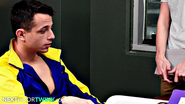 Twink Tutor Dicked Down By Muscle Jocks - NextDoorTwink