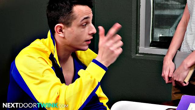 Twink Tutor Dicked Down By Muscle Jocks - NextDoorTwink