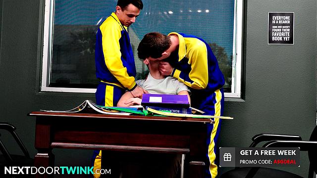 Twink Tutor Dicked Down By Muscle Jocks - NextDoorTwink