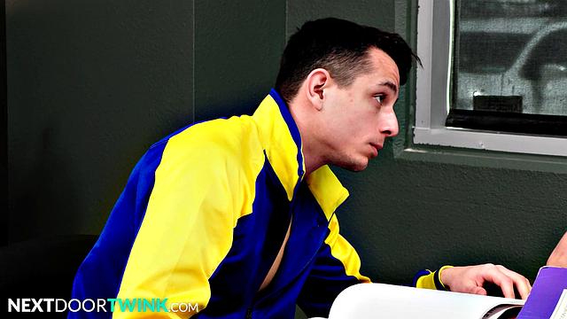 Twink Tutor Dicked Down By Muscle Jocks - NextDoorTwink