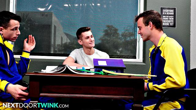 Twink Tutor Dicked Down By Muscle Jocks - NextDoorTwink