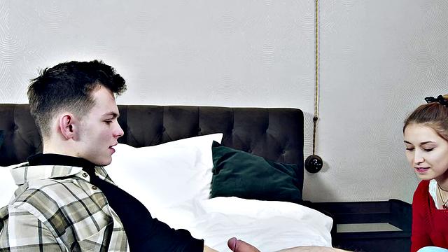 Watch Iris Kiss get a happy ending from a hot cock in a bedroom