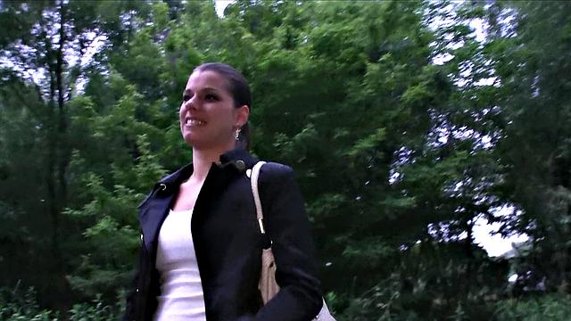 Brunette cutie can't resist public sex & deepthroats like a pro