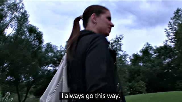 Brunette cutie can't resist public sex & deepthroats like a pro