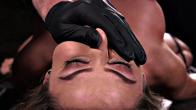 Busty bondage subject dildo fucked and toyed with vibrator