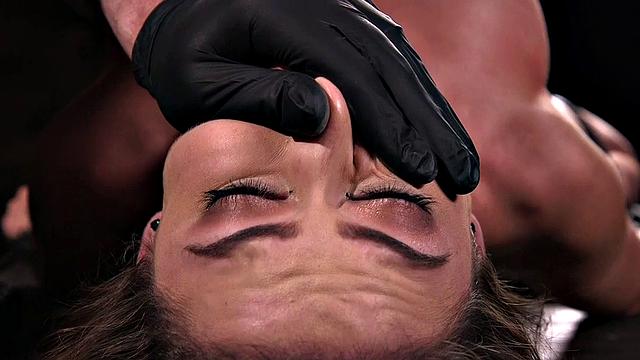 Busty bondage subject dildo fucked and toyed with vibrator