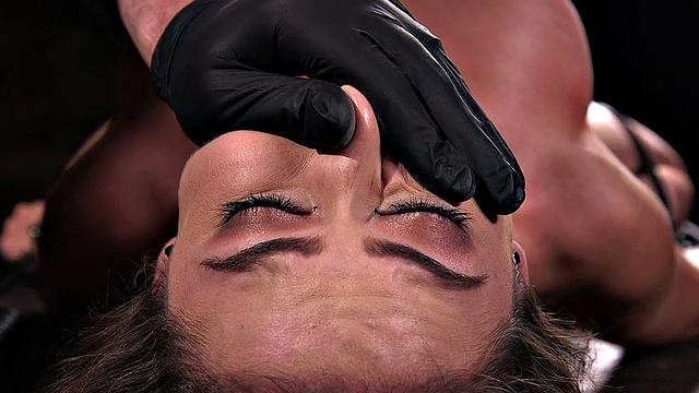 Busty bondage subject dildo fucked and toyed with vibrator