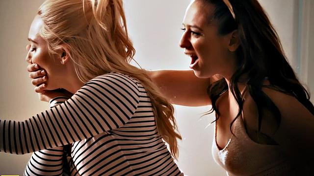 Two busty lesbian babes finger and lick each other's pussies in a steamy face-sitting session