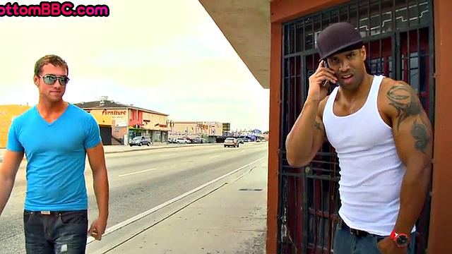 Muscled Black thug picked up and banged outdoor