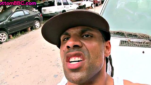 Muscled Black thug picked up and banged outdoor