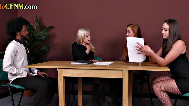 CFNM sluts love jerking cock while teasing him