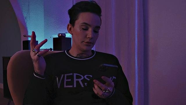 Busty tattooed lez with big ass licks pussy at home