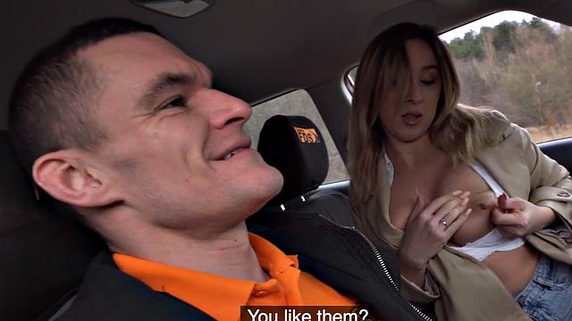 Real driving student pounded by instructor in car