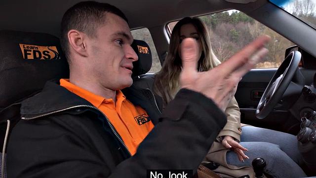 Real driving student pounded by instructor in car