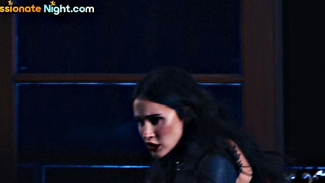 Ebony babe sucks cock and gets rammed in 3way