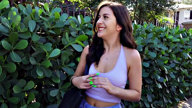 POV blowjob and reverse cowgirl with a sexy brunette in a thong