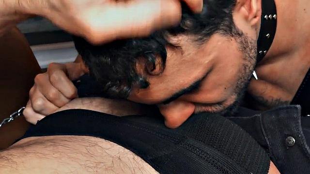 Lucky guy fucks perverted stud in ass in missionary