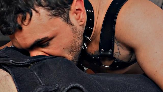 Lucky guy fucks perverted stud in ass in missionary