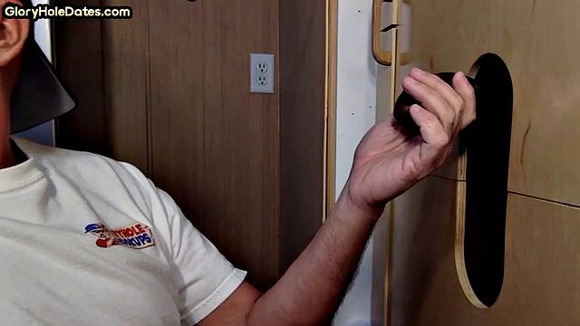 Amateur gloryhole mature gay sucks BF at home