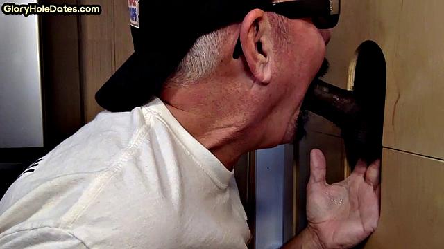 Amateur gloryhole mature gay sucks BF at home