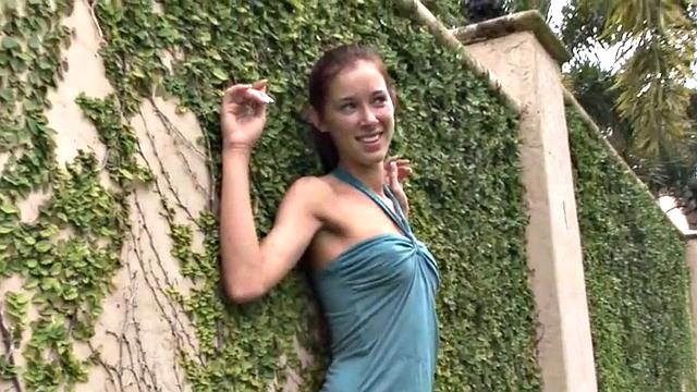 Sweet BrookeSkye showing tits in public