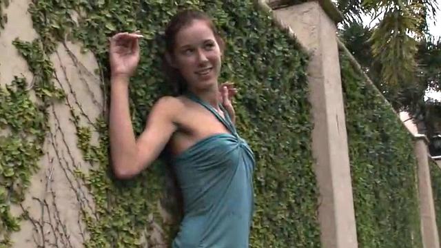 Sweet BrookeSkye showing tits in public