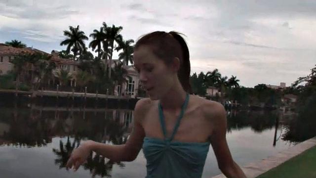 Sweet BrookeSkye showing tits in public