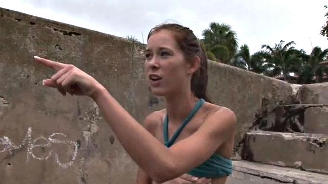 Sweet BrookeSkye showing tits in public