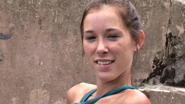 Sweet BrookeSkye showing tits in public