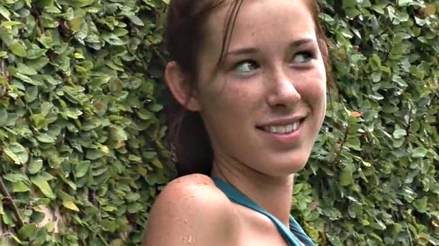 Sweet BrookeSkye showing tits in public