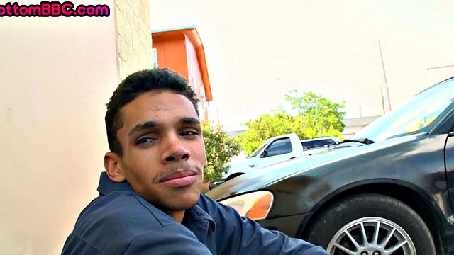 Real black worker picked up and nailed outdoors