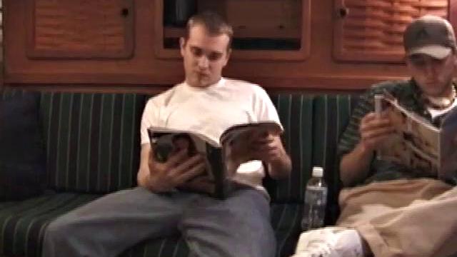 While these two are out on a friend's boat, Chad finds a stash of magazines, and they each start jacking off. It's not long before Nick has his cock in Chad's mouth.
