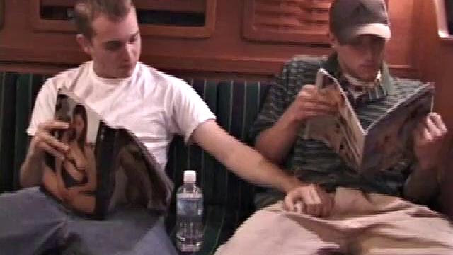 While these two are out on a friend's boat, Chad finds a stash of magazines, and they each start jacking off. It's not long before Nick has his cock in Chad's mouth.