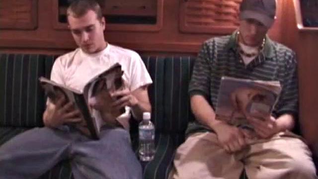 While these two are out on a friend's boat, Chad finds a stash of magazines, and they each start jacking off. It's not long before Nick has his cock in Chad's mouth.