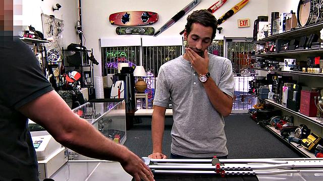 BJ amateur stud POV rides pawnshop owner in office