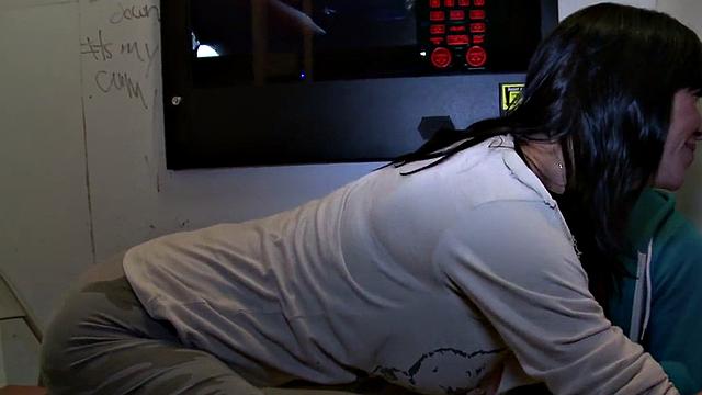 Real straight dude at gloryhole sucked by twink till cum in mouth