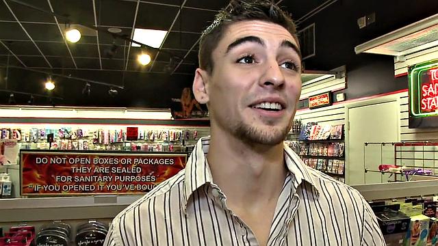 Real straight dude at gloryhole sucked by twink till cum in mouth