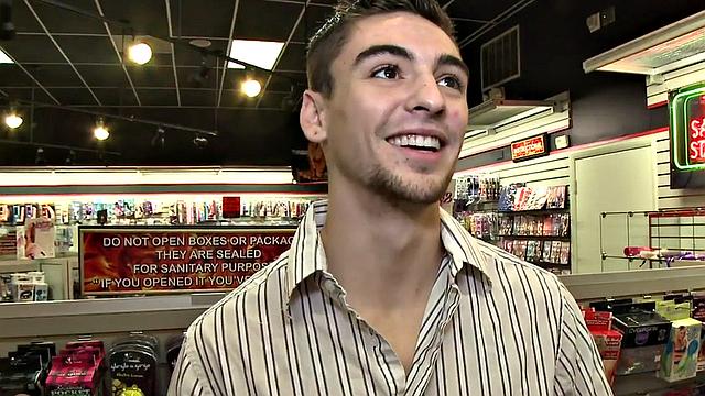 Real straight dude at gloryhole sucked by twink till cum in mouth