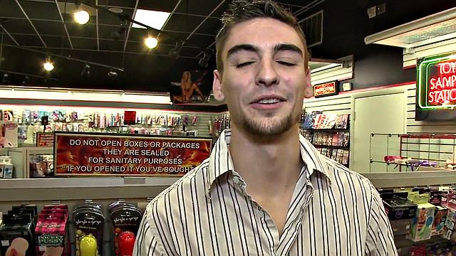 Real straight dude at gloryhole sucked by twink till cum in mouth