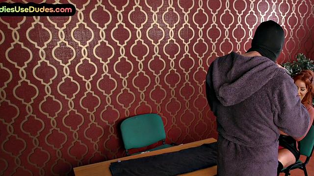 Pegging domina fucks sub's asshole till cumshot